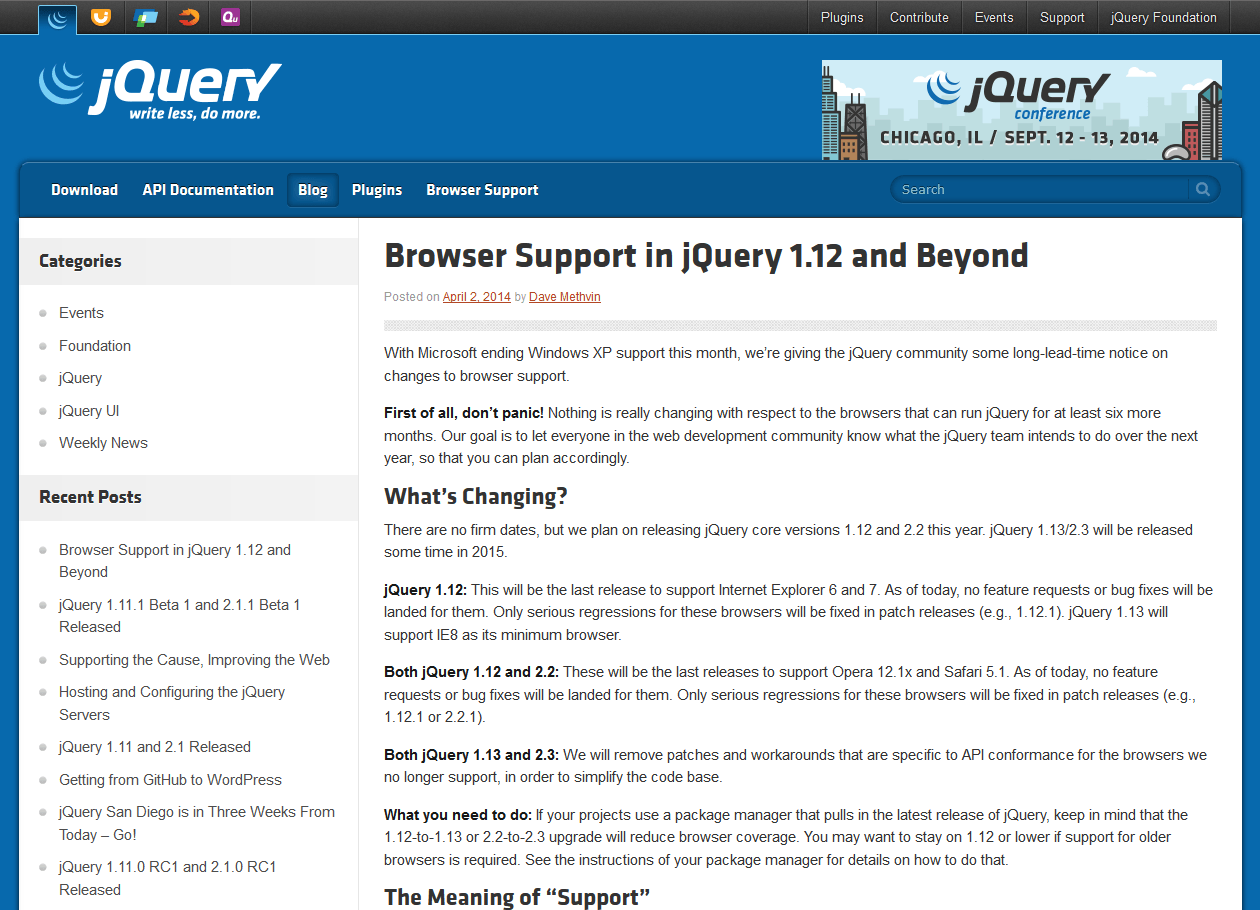 Browser Support in jQuery 1.12 and Beyond ： Official jQuery Blog