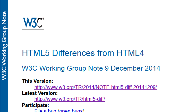 HTML5 Differences from HTML4 - W3C Working Group Note 9 December 2014