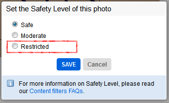 Flickr - 「Safety Level」 の設定