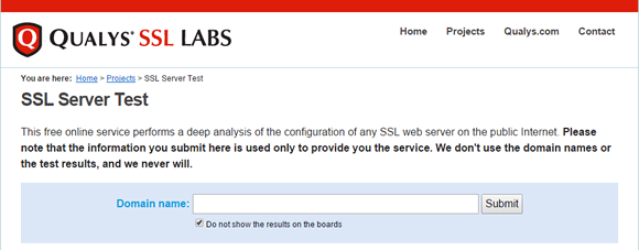 SSL Server Test (Powered by Qualys SSL Labs) の画面