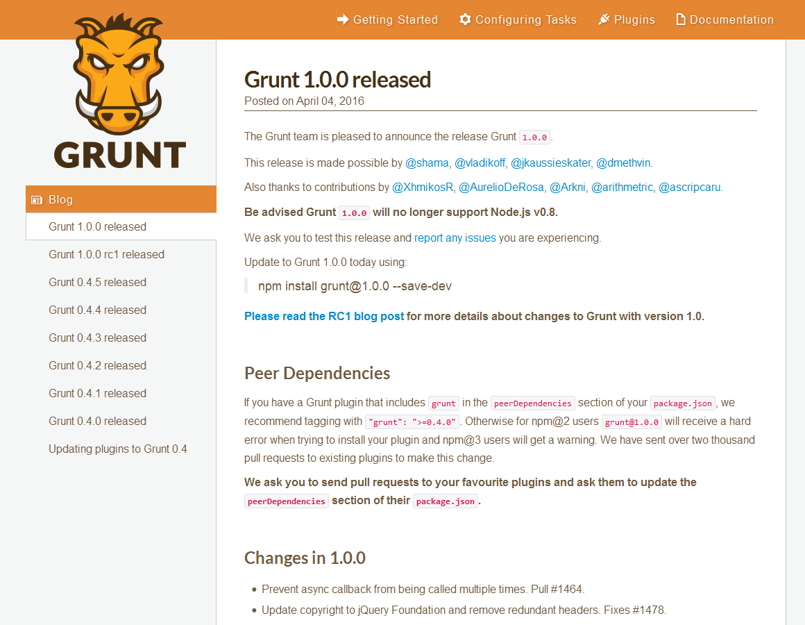Grunt 1.0.0 rc1 released