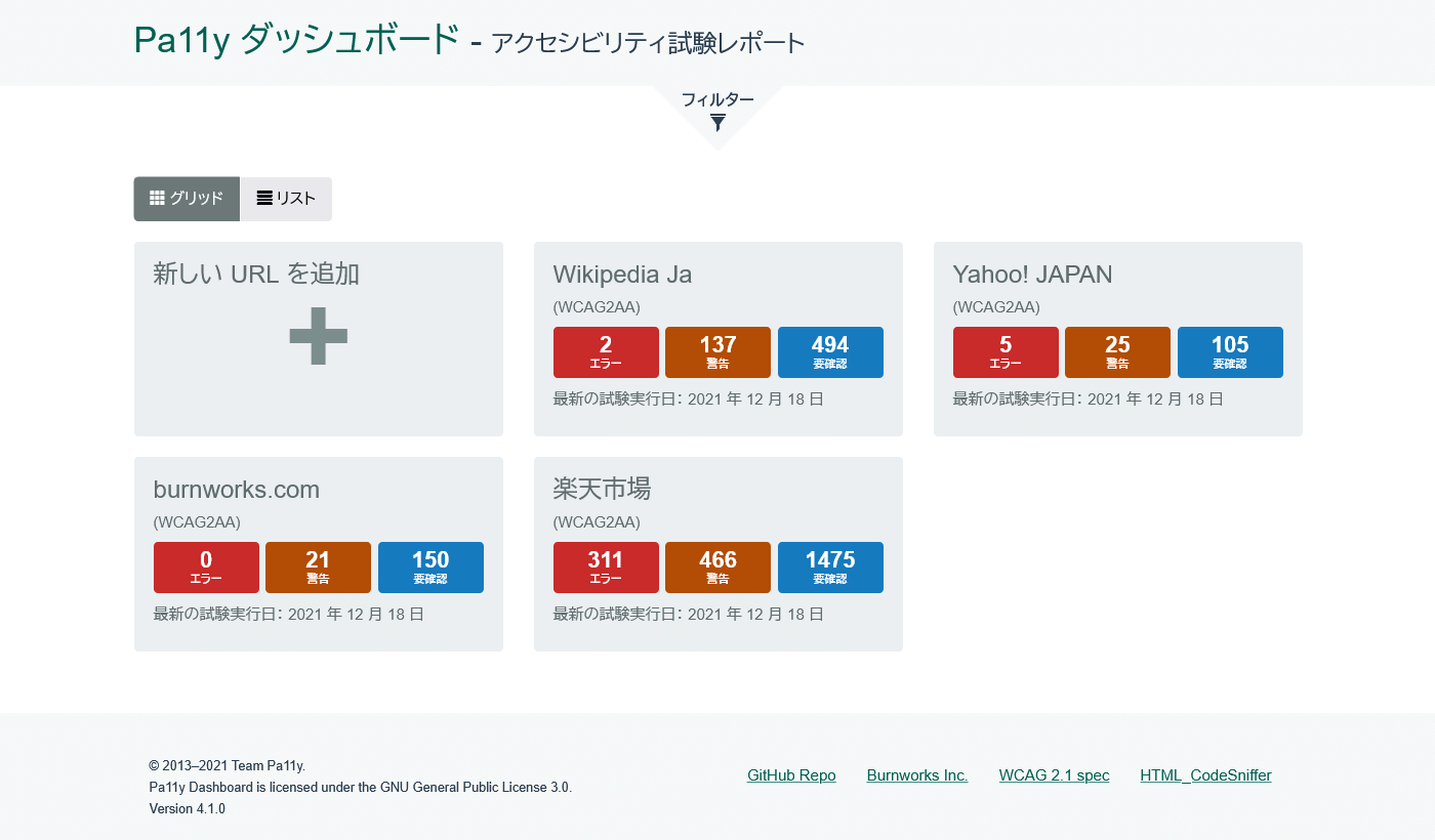 日本語化して、ダッシュボードへのベーシック認証を追加した Pa11y Dashboard を作ってみた ： WWW WATCH
