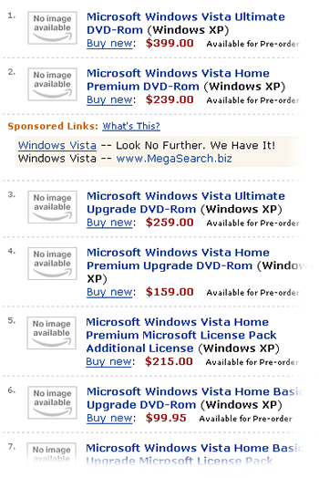 Windows Vista Search on Amazon.com