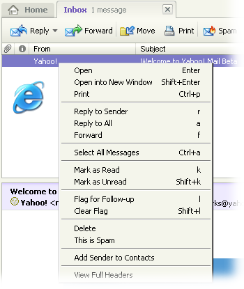 Yahoo! Mail Beta IE