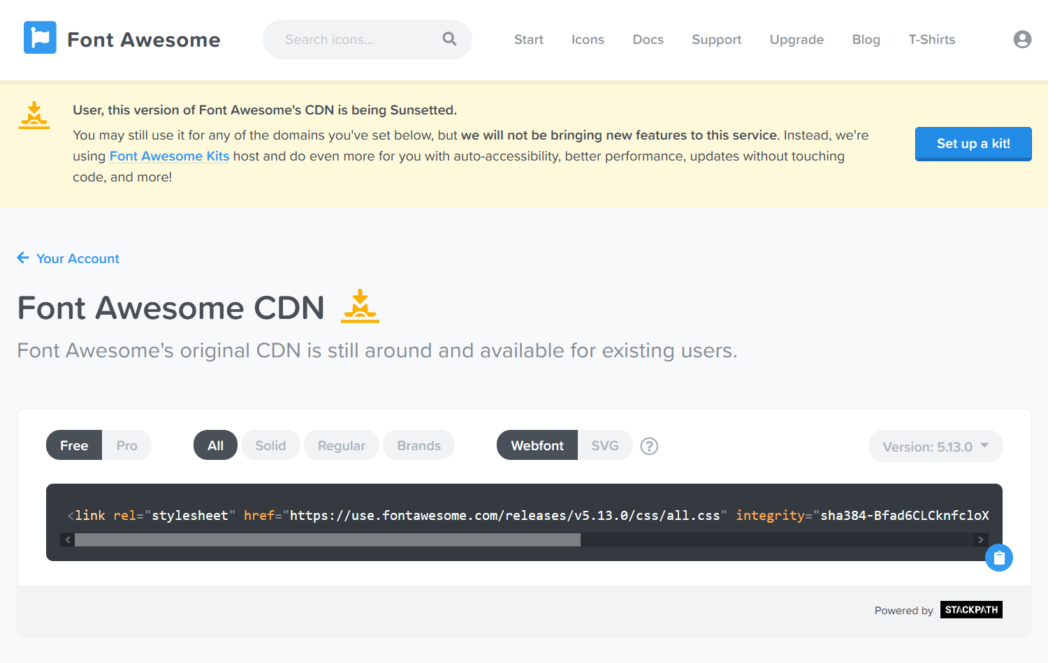 Font Awesome 公式サイト上で CDN （use.fontawesome.com） の提供終了がアナウンスされています