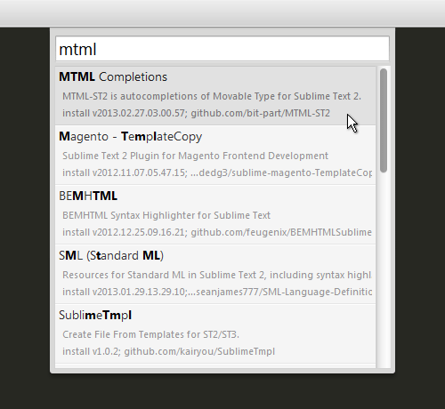 MTML Completions のインストール