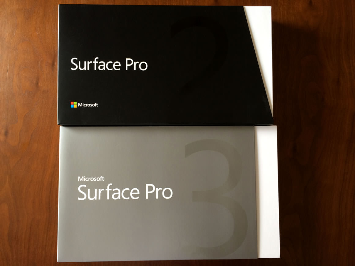 Surface Pro 3 と Surface Pro 2 の箱を比較