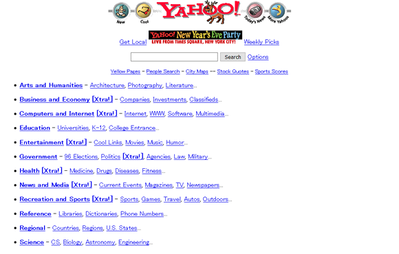 Yahoo! 1996年 キャプチャ